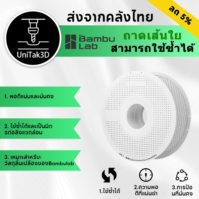 【🚚สินค้าพร้อมส่ง】ม้วนวัสดุพิมพ์ 3 มิติแบบใช้ซ้ำได้ของ Bambu Lab เหมาะสำหรับ AMS A1 X1 P1
