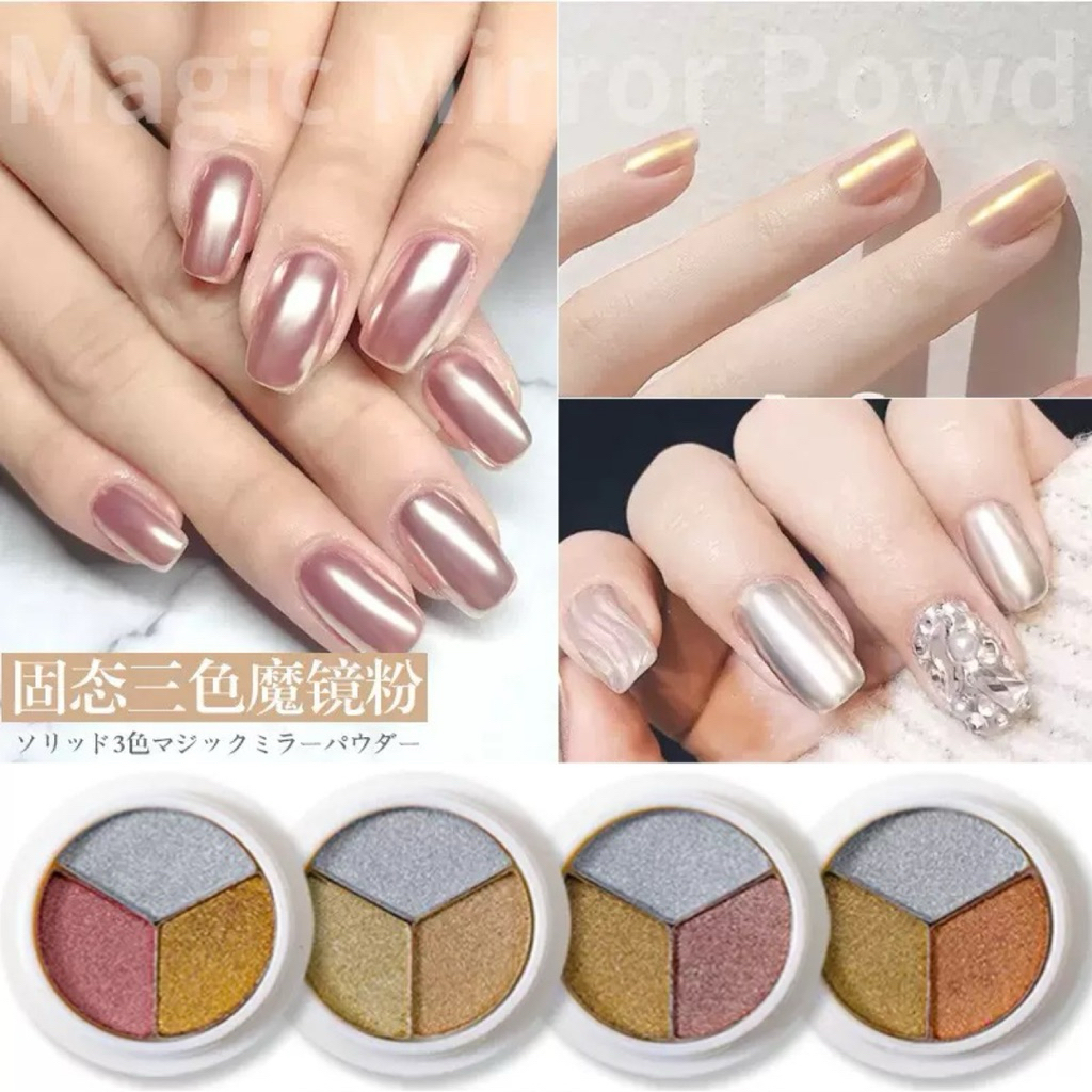 อุปกรณ์แต่งเล็บ ผงขัดเล็บแบบกระปุกเพชร แบบตลับได้3 สี