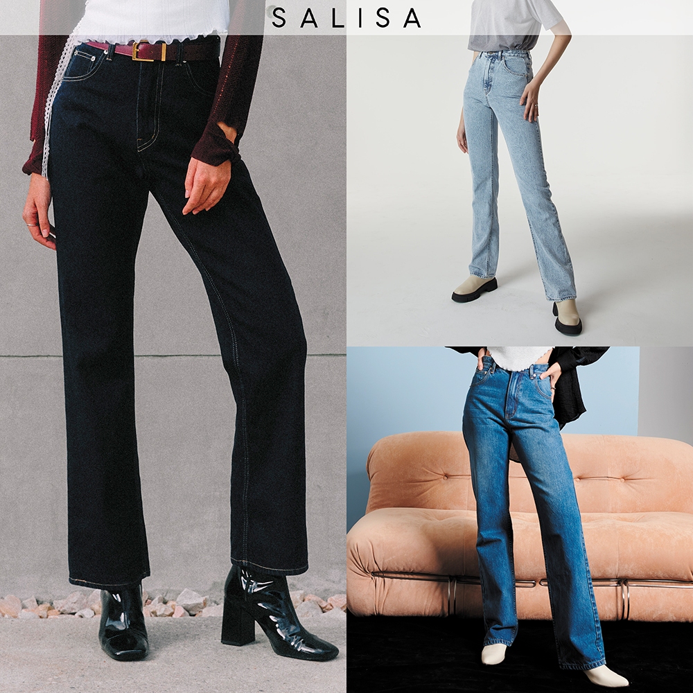 SALISA - JEANS Flare/Folded High Waist กางเกงยีนส์ขายาว