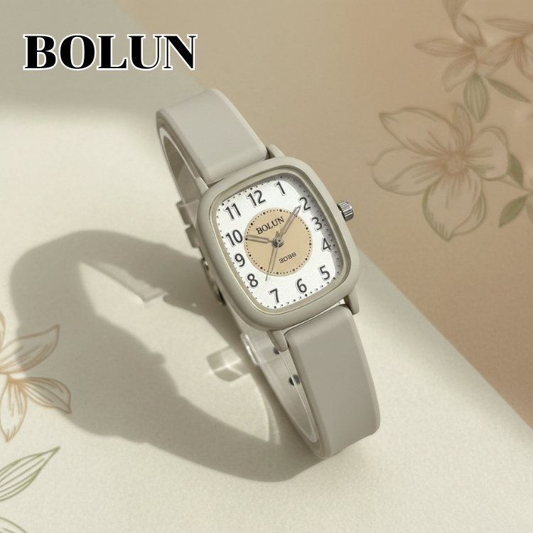 BOLUN นาฬิกาข้อมือผู้หญิงสายยางซิลิโคนนิ่มใส่สบาย ดีไซน์เลขครบ พร้อมส่ง