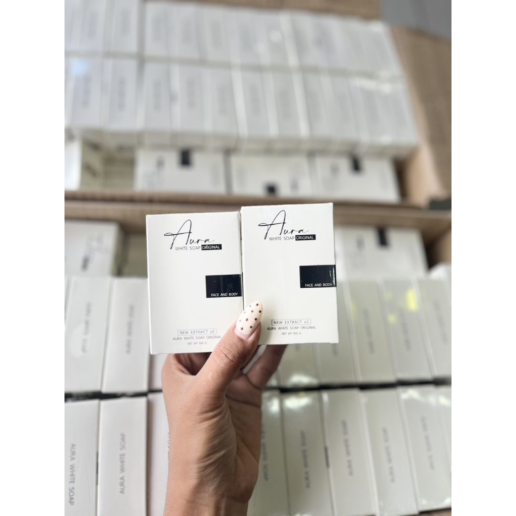 พร้อมส่ง แพคแกจใหม่ล่าสุด สบู่ออร่าไวท์ Aura white soap 100g. OnlyClinic แท้💯%