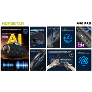 HOPESTAR A90 PRO ลำโพงบลูทูธ ปาร์ตี้ 700W ไมค์ลอย เลือกได้ ปรับเสียง 5 ระดับ ชิป AI Party Speaker