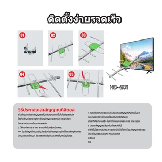 SONAR เสาอากาศดิจิตอลทีวี เสาอากาศ รุ่น HD-201 เสาสัญญาณ ติดตั้งภายนอก พร้อมสายและอุปกรณ์ติดตั้ง