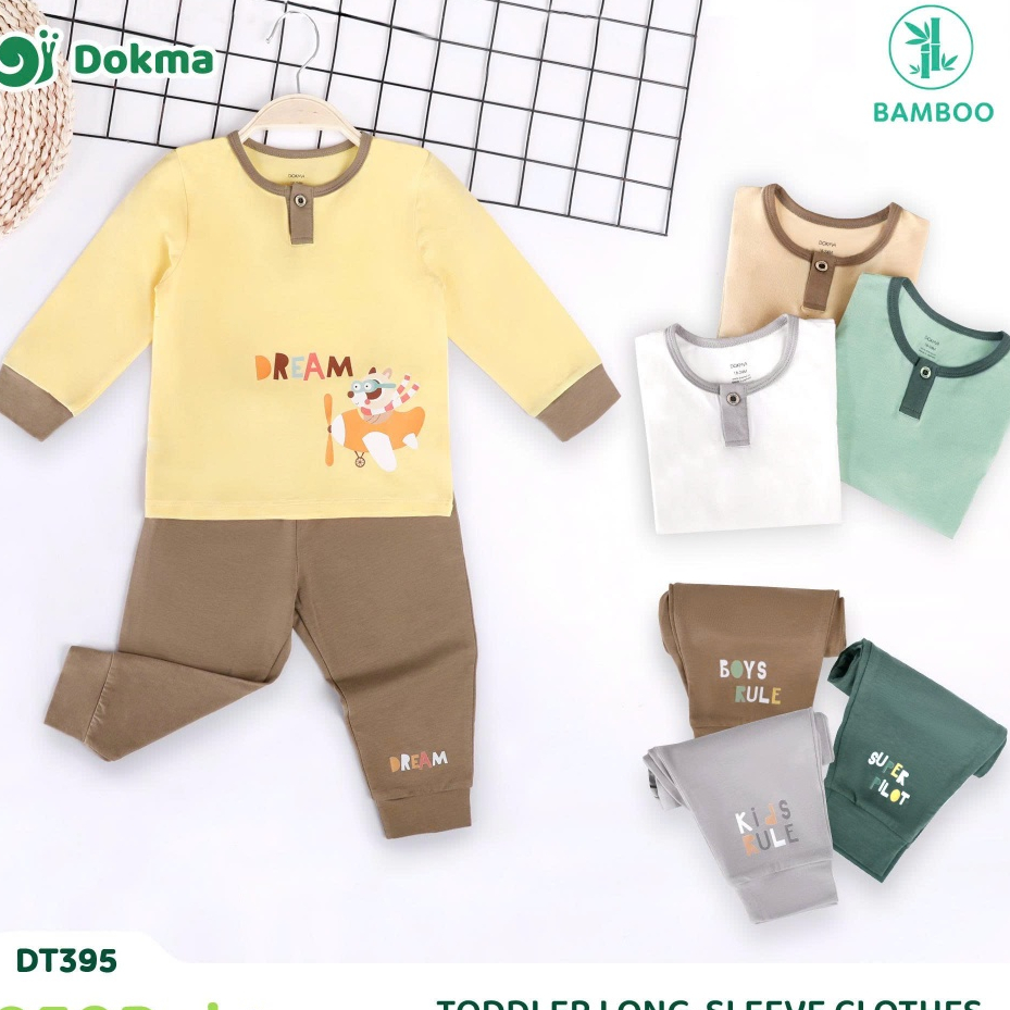 Dokma (8-14.2kg) ชุดเสื้อแขนยาวเด็ก ผ้าคอตตอน Cotton USA -  DT395 Baby Long-Sleeve Clothes (6-36M)