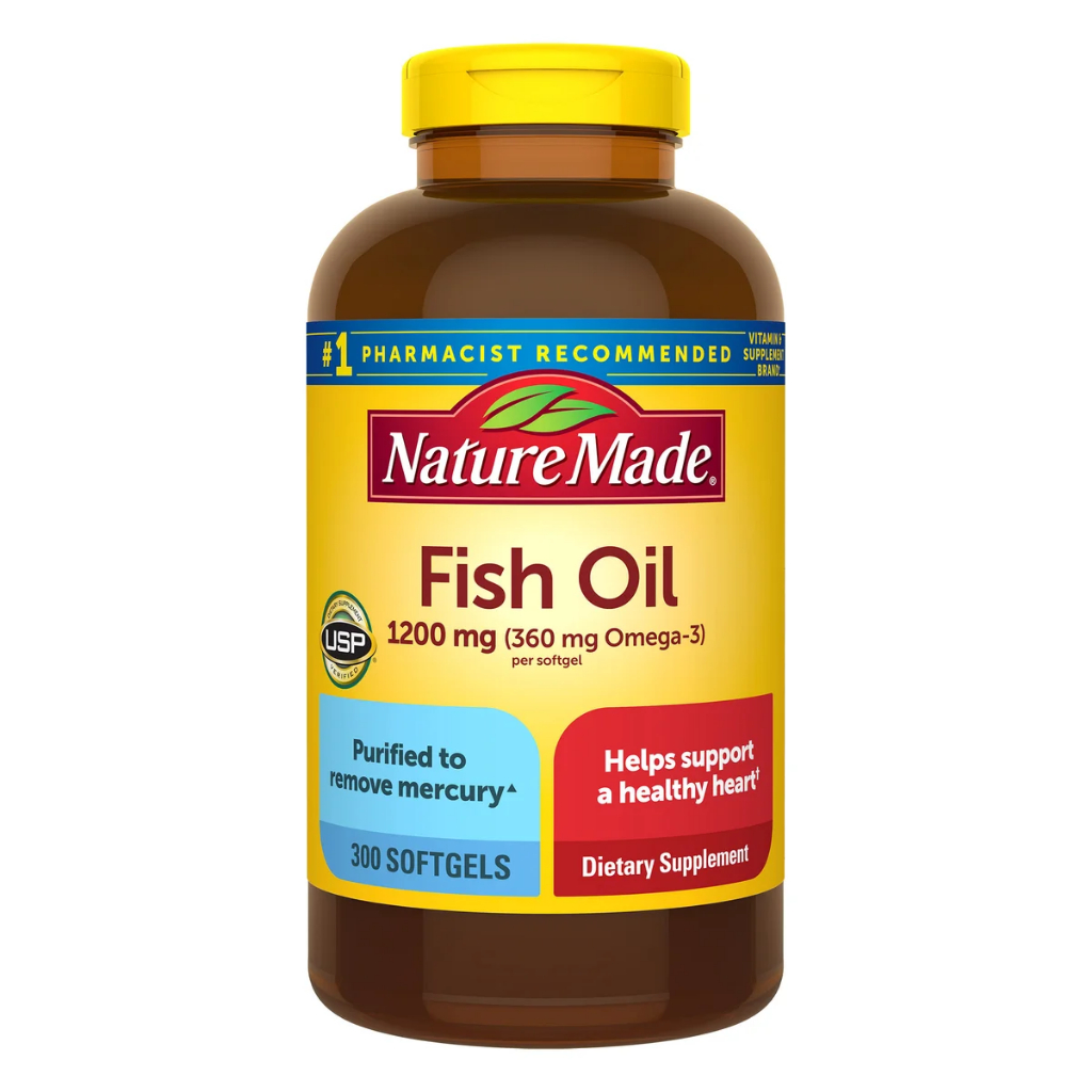 300 เม็ด Nature made Fish Oil 1200 mg (360 mg. Omega-3) น้ำมันปลา โอเมก้า 3 Omega 3 EPA DHA ผ่านขบวนการกำจัดสารปรอท