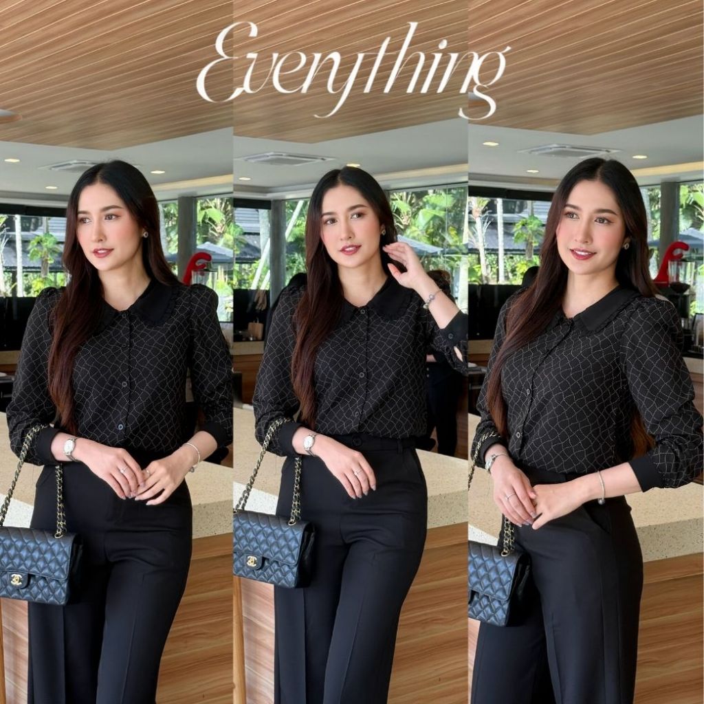 Everything2019 เสื้อทำงานผู้หญิงคอปกบัว แขนยาว ทรงสวยใส่สบาย ผ้าไม่ร้อน (6216) ราคา ถูกที่สุด ดีลบีเคเค แกลเลอรีภาพที่ 2