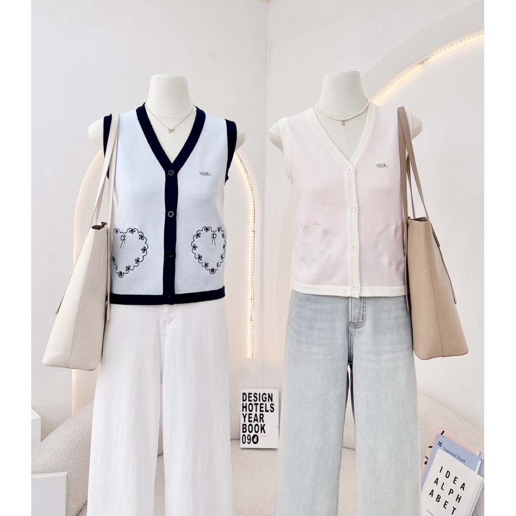 WAYA เสื้อกั๊กใหม่พรหม ปักรูปหัวใจ