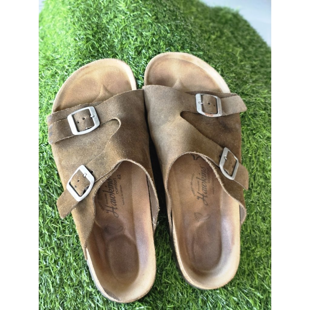 รองเท้าแตะผู้ชาย สีน้ำตาล Birkenstock รุ่น Hawkins size 42 #รองเท้ามือสอง