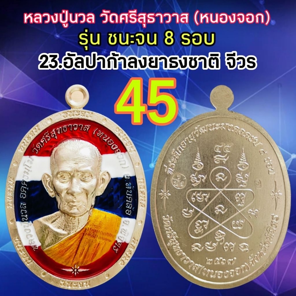 หลวงปู่นวล รุ่นชนะจน 8รอบ วัดศรีสุทธาวาส(หนองจอก) สร้างปี2567 จังหวัดพิจิตร รับประกันพระแท้100%