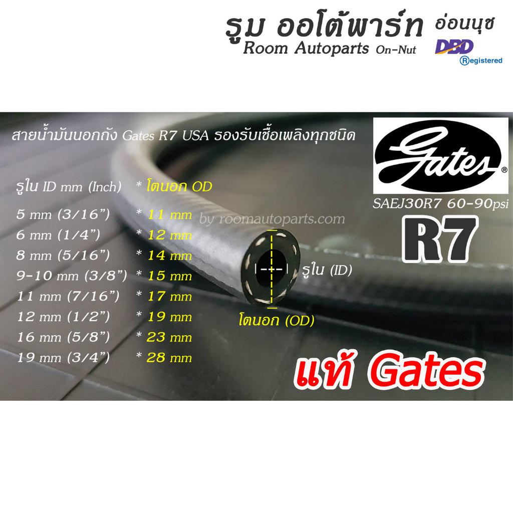 สายน้ำมันนอกถัง R7​(ทนกว่า R6) เบนซิน ดีเซล แก๊สโซฮอล์ทุกชนิด Old Stock คละยี่ห้อ แบ่งขาย 0.5 ม. หรือตัดยาวตามคำสั่งซื้อ