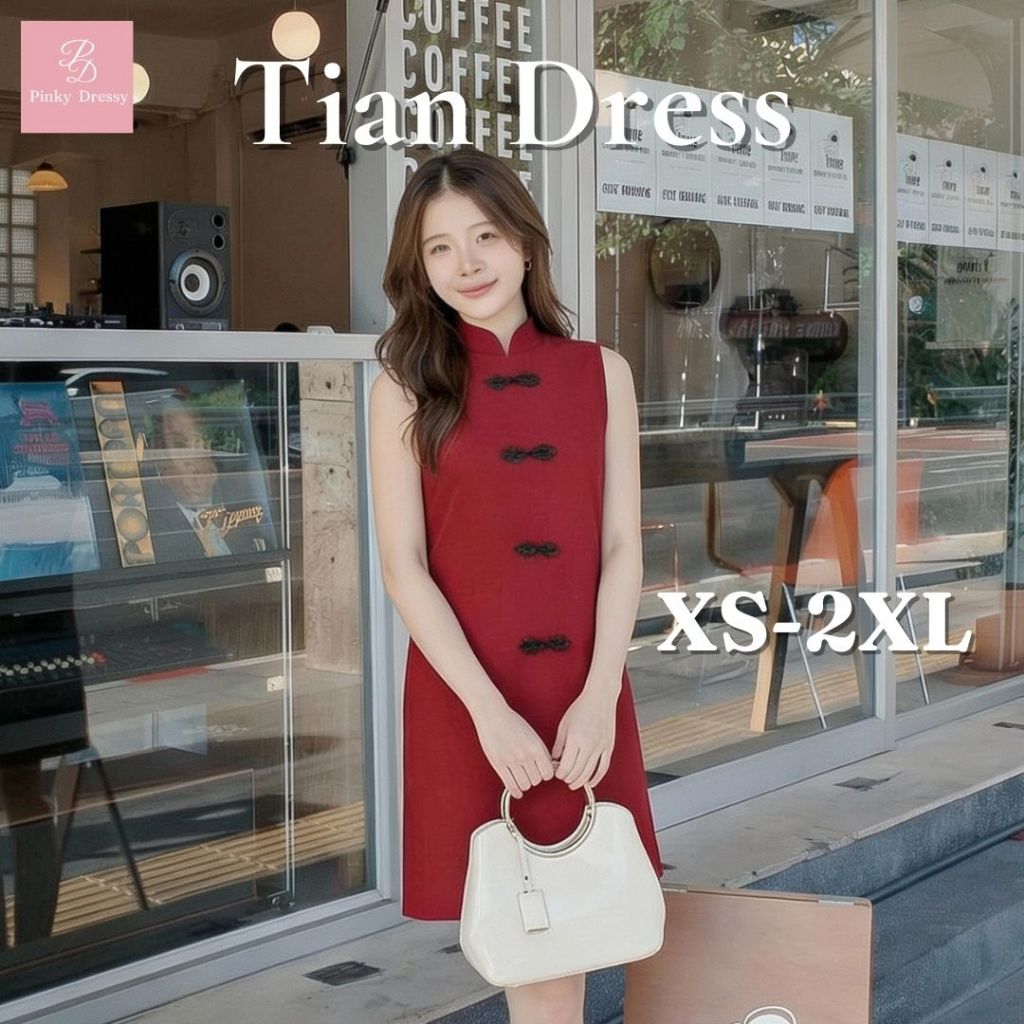 โปรลดแรง! จากราคาปกติ 990.- Pinky.Dressy PNK038 Tian Dress✨ เดรสตรุษจีนสีแดง กระดุมจีน คอกี่เพ้า ใส่