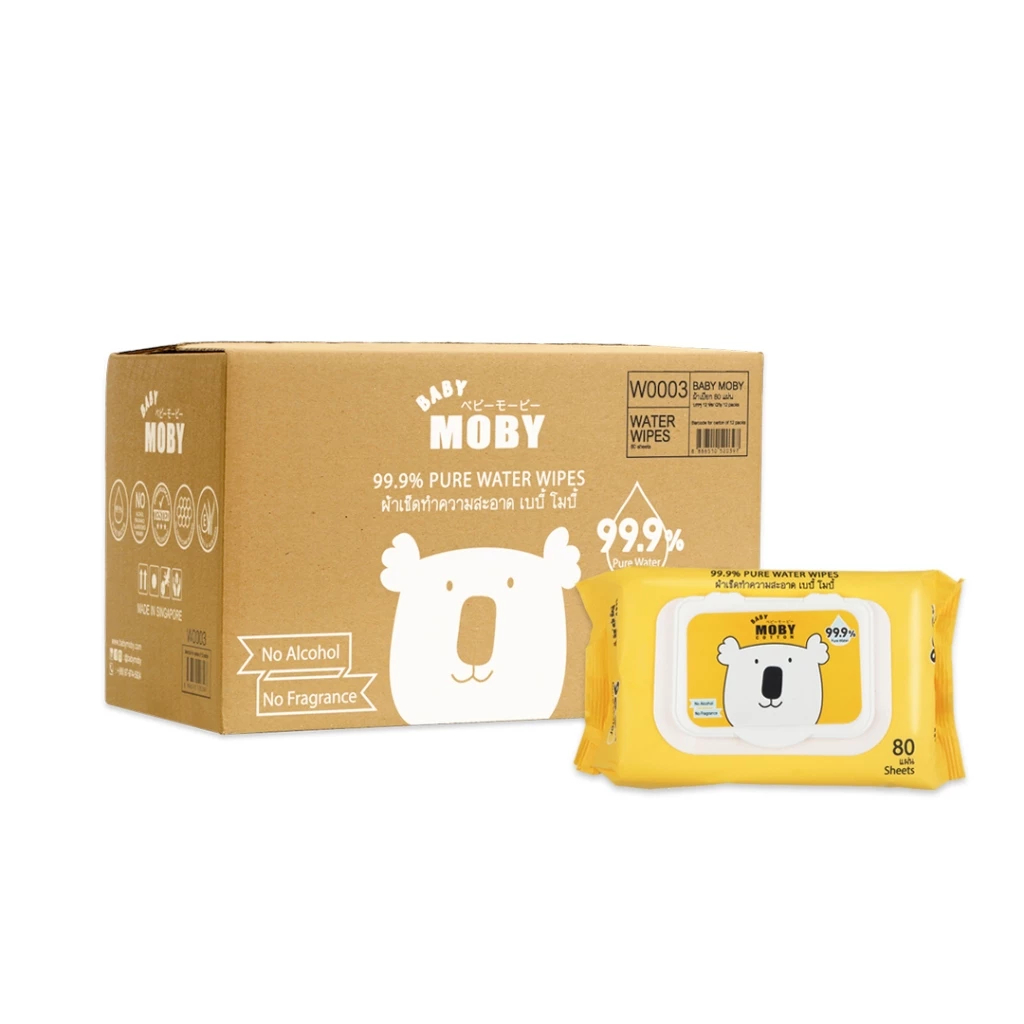 Moby ทิชชู่เปียกโมบี้ 80 แผ่น *ยกลัง 12 ห่อ*