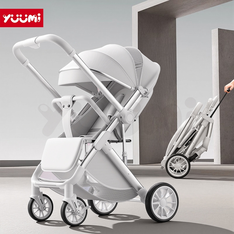YUUMI รถเข็นเด็ก T800 พนักพิงแบบกลไก / ป้องกันรังสียูวี / มุมมองสูง 1 เมตร / พับได้ / สองทาง แรกเกิด 0-6 ปี