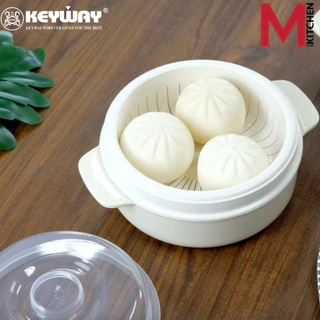 M KITCHEN กล่องอุ่นอาหารในไมโครเวฟ 1 ใบ กล่องนึ่ง ชามนึ่งอาหาร Keyway Foodgrade ทนความร้อน (C0)