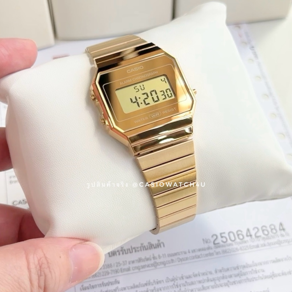 นาฬิกา CASIO ของแท้ CMG รุ่น A700WEGV-9A หน้าปัดกระจก ประกันศูนย์เซ็นทรัล cmg 1 ปีเต็ม
