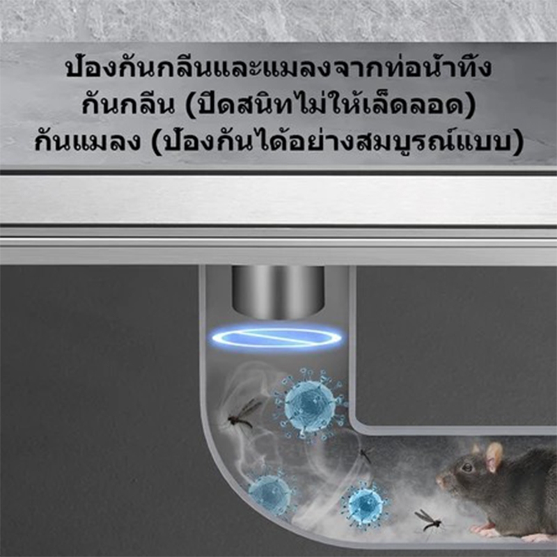 คุณภาพสูง 304 สแตนเลส สี่เหลี่ยมผืนผ้า ล่องหน ตะแ ตะแกรงท่อระบายน้ํา สามารถฝังกระเบื้อง ป้องกันแมลง กันกลิ่นท่อระบายน้ํา - รูปที่ 3