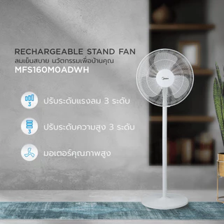 Midea พัดลมตั้งพื้นไมเดีย 16 นิ้ว (Stand Fan) รุ่น MFS160M0ADWH *รับประกันสินค้า 3 ปี
