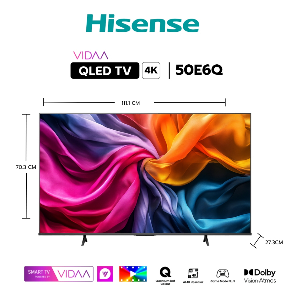 [New 2025] Hisense TV รุ่น E6Q/A7Q ทีวี 43-55 นิ้ว 4K Ultra HD Smart VIDAA TV Voice Control WIFI Net
