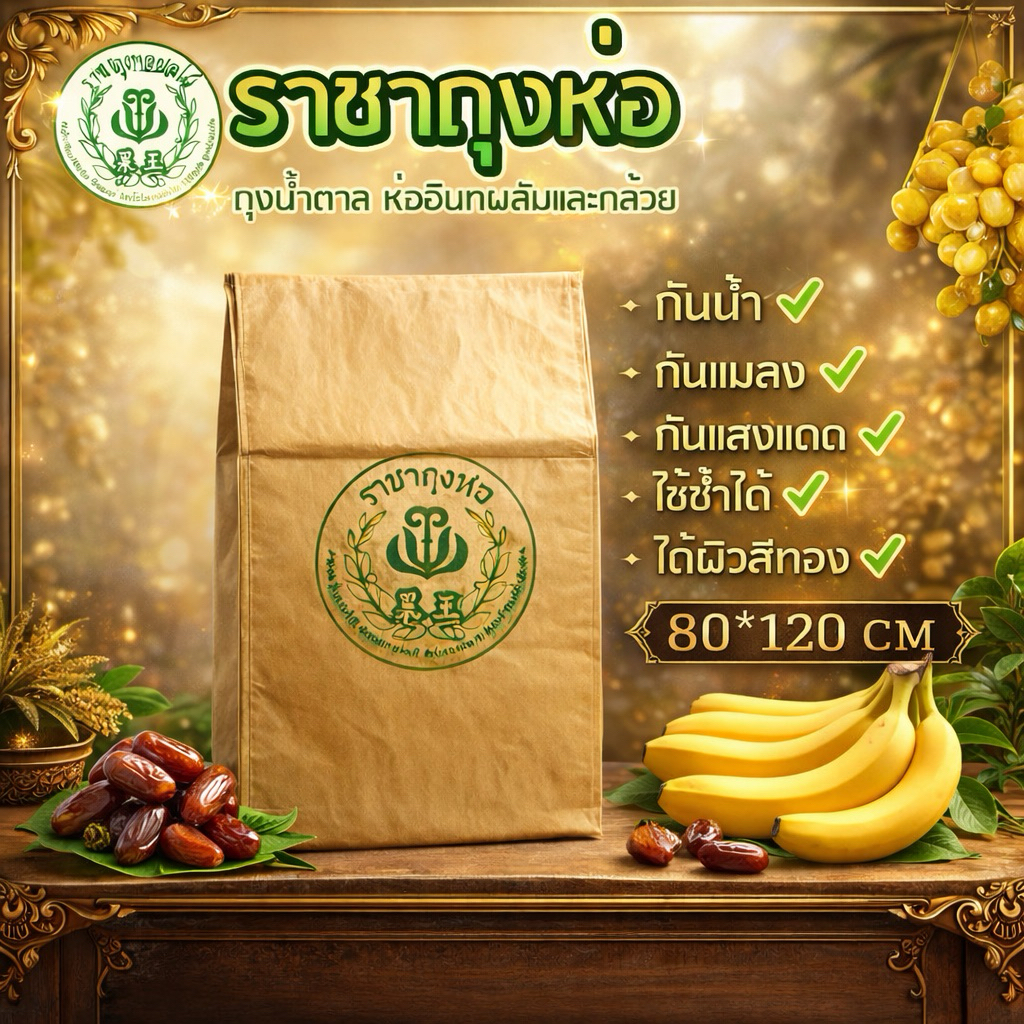 ถุงน้ำตาลห่ออินทผลัมและห่อกล้วย ขนาด 80*120 ซม. แพ็คละ 10 ใบ