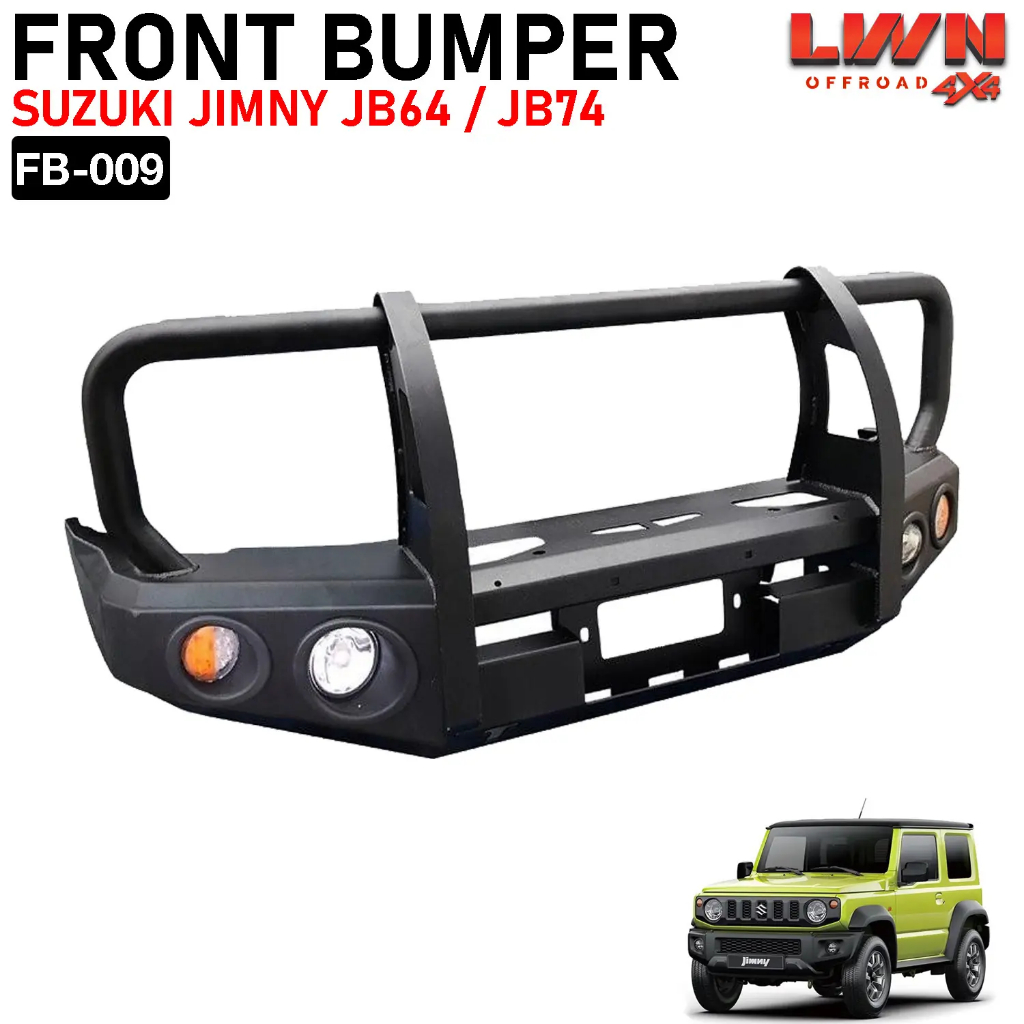 กันชนหน้า  Jimny JB74 รุ่น FB-009 กันชนเหล็ก 3 เขา แบรนด์ LWN4x4 กันชนฟอร์ด เรนเจอร์ออฟโรด Offroad B