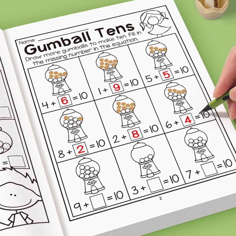 Kindergarten Math Addition & Subtraction Workbook Kids Learn Number Lines Arithmetic Practice Handwriting Exercises Book