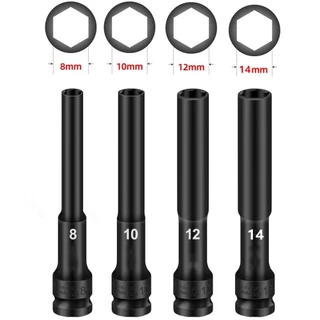 TH Tools Store ลูกบล็อก 1/2 นิ้ว สีดำ ผลิตจากเหล็ก CR-V ใช้กับประแจไฟฟ้าและเครื่องมือลม ขนาด 8mm และ 10mm