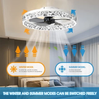 พัดลมเพดานไฟ Ceiling Fan Light 45W ลมแรงการทำงานเงียบสองวิธีการติดตั้ง 3000K/4000K/6000K ปรับความสว่างได้ E27 ไม่มีแฟล