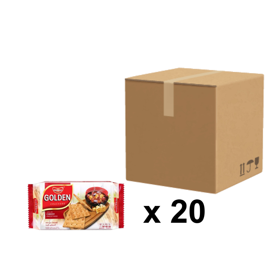 (ยกลัง) โมเนสโก้ โกลเด้น แครกเกอร์ ชีสซี่ บาร์บีคิว - 20 ชิ้น  / Monessco Cheesy Barbeque 135g. 1 Box (20 Pcs.)