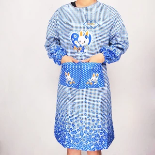 ชุดกันเปื้อน เสื้อคลุมกันเปื้อนแบบมีแขนยาว ลายสัตว์น่ารัก ผ้าฝ้ายผสมโพลีเอสเตอร์ สำหรับงานปาร์ตี้และห้องครัว พร้อมส่งทัน