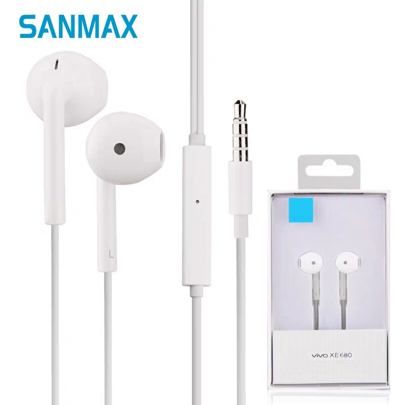 sanamx หูฟัง XE680 3.5mm ไมโครโฟนในตัว เสียงดี คุณภาพ AA(รับประกันหนึ่งปี)สำหรับ ios Android