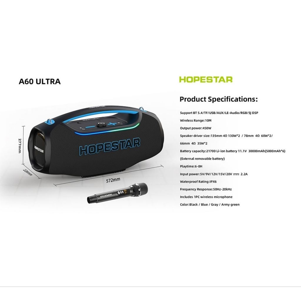 ลำโพงบลูทูธ HOPESTAR A60 ULTRA 450W