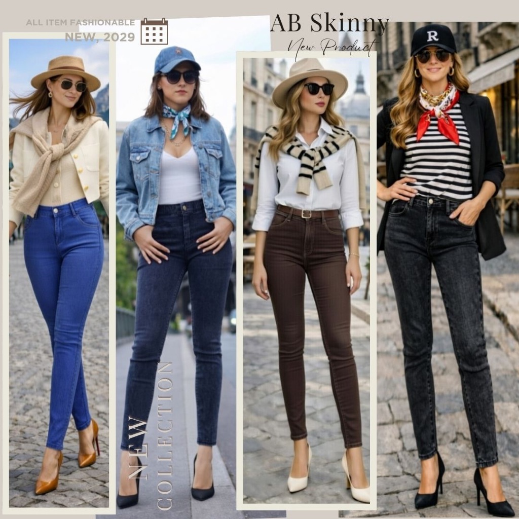AB Skinny สีเข้ม กางเกงสกินนี่ยีนส์ ของแท้ 350,000 Like กางเกง AB สกินนี่ยีนส์ผู้หญิง รวมสี
