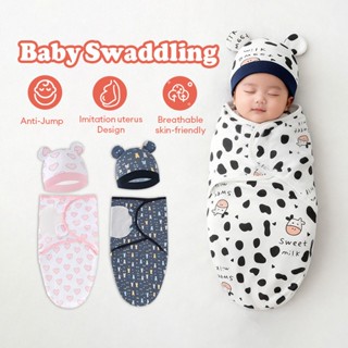 ผ้าห่อเด็ก ผ้าห่มเด็กทารก พร้อมหมวก ผ้าฝ้าย 100% นุ่มสบาย ระ…
