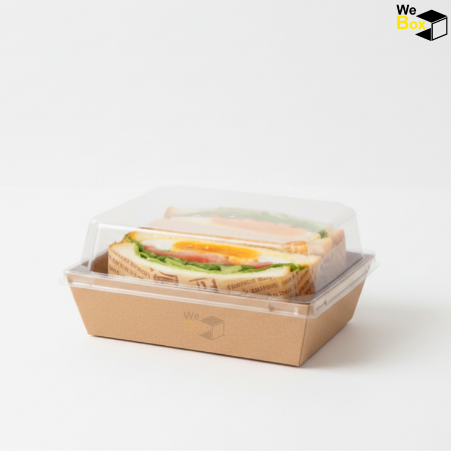 (25/50ชิ้น)ถาดกระดาษ พร้อมฝาPET กล่องอาหารกระดาษ ใส่เค้ก ชูชิ ขนม เค้ก1/2ปอนด์ แซนวิช - รูปที่ 3