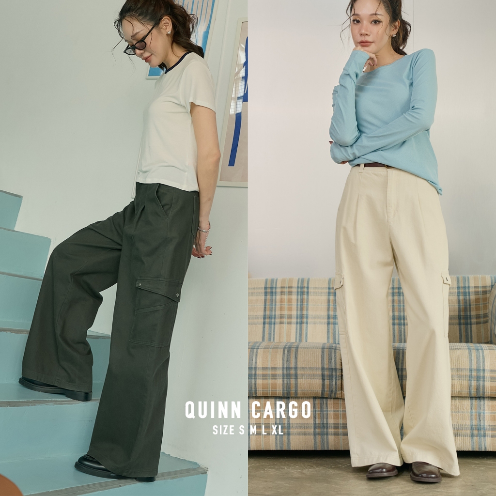 [Quinn Cargo] ของมันต้องมี ทรงคาร์โก้ ขากว้างกำลังดี ใส่แล้วจึ่งแน่ ผ้าเอยไรเอยรับรองสวยพร้อมดีเทลแน่นๆ