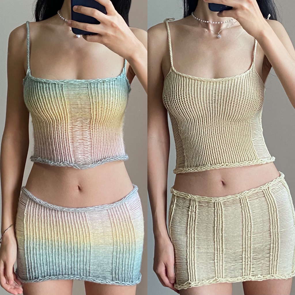 Hopejarstore-Beach Girl Knitted Two-piece Set ✨🪸🐚