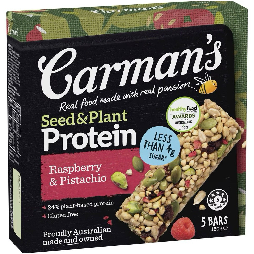 Carman’s Seed Plant Raspberry Pistachio/Protein Greek Yogurt/Gluten Free Protein Salted Caramel/Cook