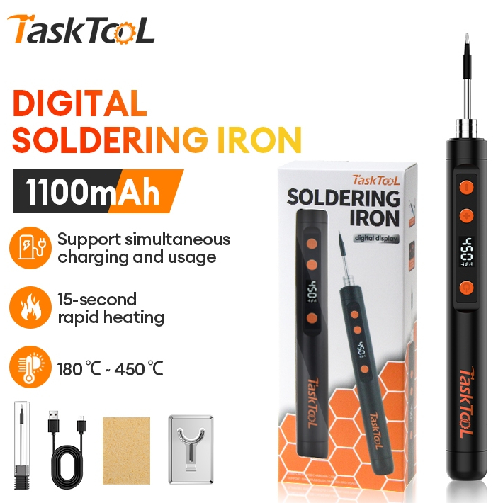 TASKTOOL หัวแร้งไร้สาย หัวแร้งบัดกรี หัวแร้งusb แบบไร้สาย ชุดหัวแร้ง พร้อมที่ชาร์จ 180°C-450°C / 200