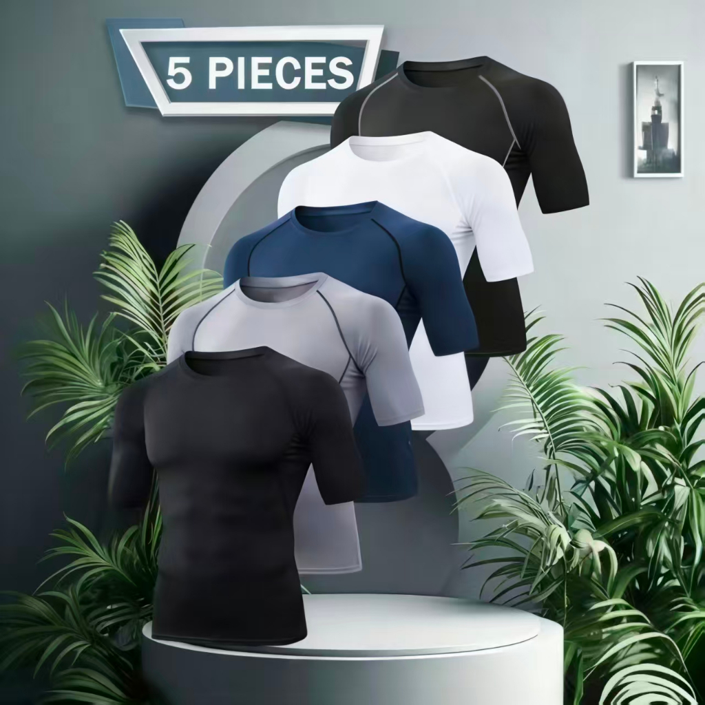 🔥 【พร้อมส่ง】Men's Compression Shirt แขนสั้น – ผ้าแห้งเร็ว ไม่อมเหงื่อ ยืดหยุ่นสูง ใส่เล่นเวท/วิ่ง/Gym (หลายสี / S-XL)