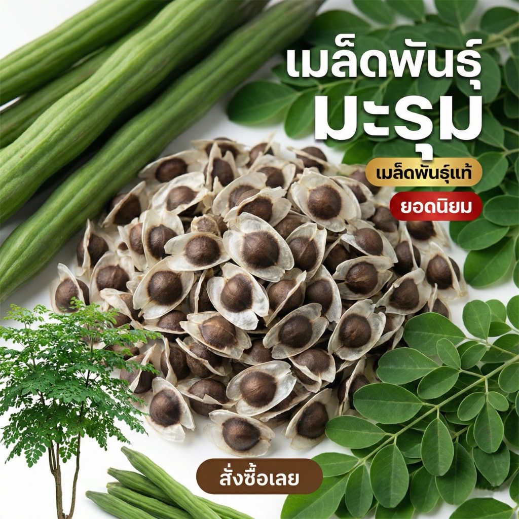 เมล็ดพันธุ์มะรุมบ้าน 20-50 เมล็ด  ปลูกง่าย โตไว ทนแล้ง เหมาะทุกพื้นที่[ซื้อ 10 แถม 1 คละได้]