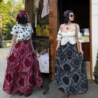 กระโปรงลายผ้าเช็ดหน้า สีพื้น สีพาสเทล ( เอว24-38 ) ผ้าไหมญี่…