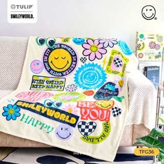 TULIP Fleece SmileyWorld ผ้าห่มขนแกะเทียม TFG36 สไมลีย์เวิลด์ ลิขสิทธิ์แท้ ผ้าห่มฟลีซ หนานุ่ม Smiley World