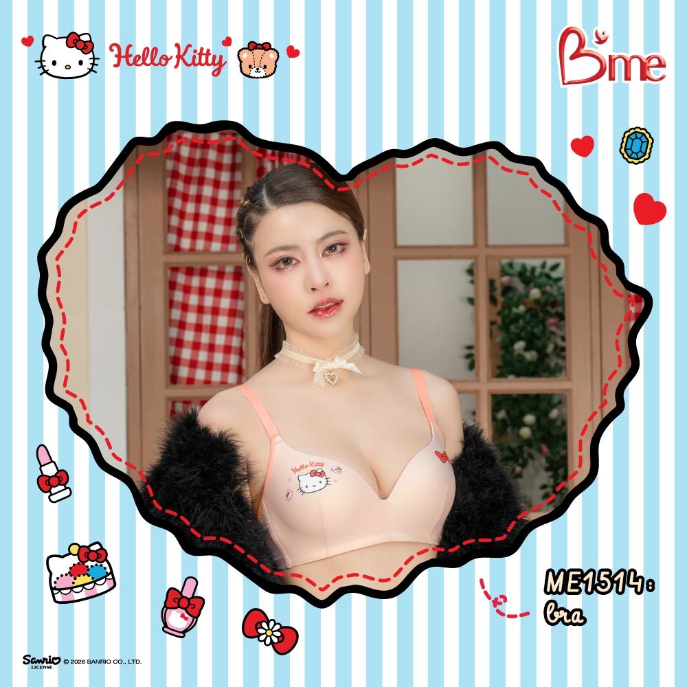 B'me เสื้อชั้นในไร้โครง level 3 ฟองหนา รุ่น ME1514 (Hello Kitty) สีกรม โอลด์โรส ฟ้า ครีม (เข้าคู่ME6514, ME6710) M.1