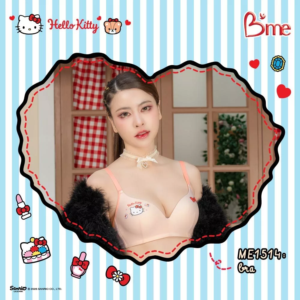 B'me เสื้อชั้นในไร้โครง level 3 ฟองหนา รุ่น ME1514 (Hello Kitty) สีกรม โอลด์โรส ฟ้า ครีม (เข้าคู่ME6514, ME6710) M.1