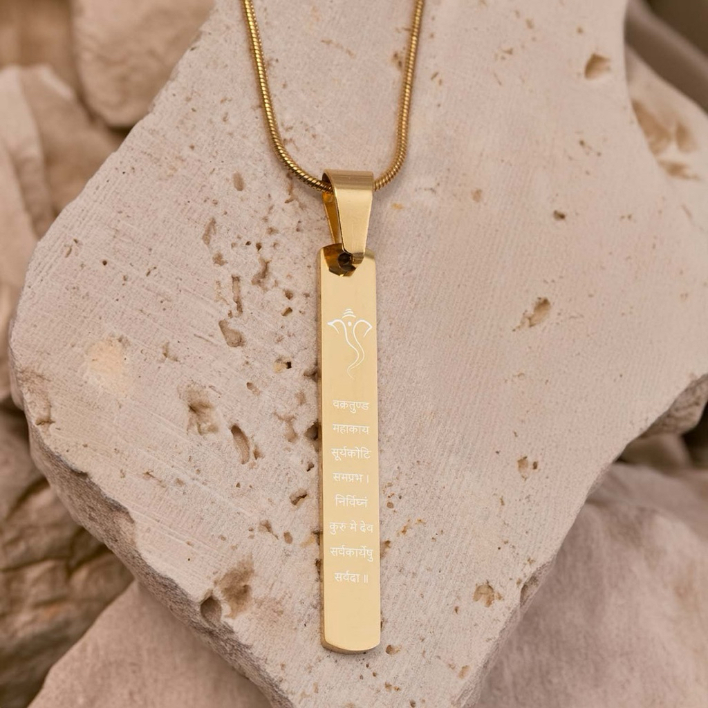 Devotional Ganpati Shlok Tag Necklace สร้อยคอพร้อมจี้บทสวดบูชาพระพิฆเนศ