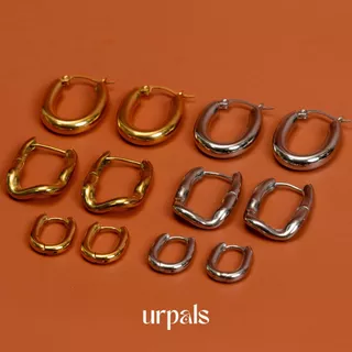 URPALS ต่างหูห่วง Stainless ชุบทอง 18K เกรด Premium มินิมอล ทนน้ำ ทนเหงื่อได้ดี