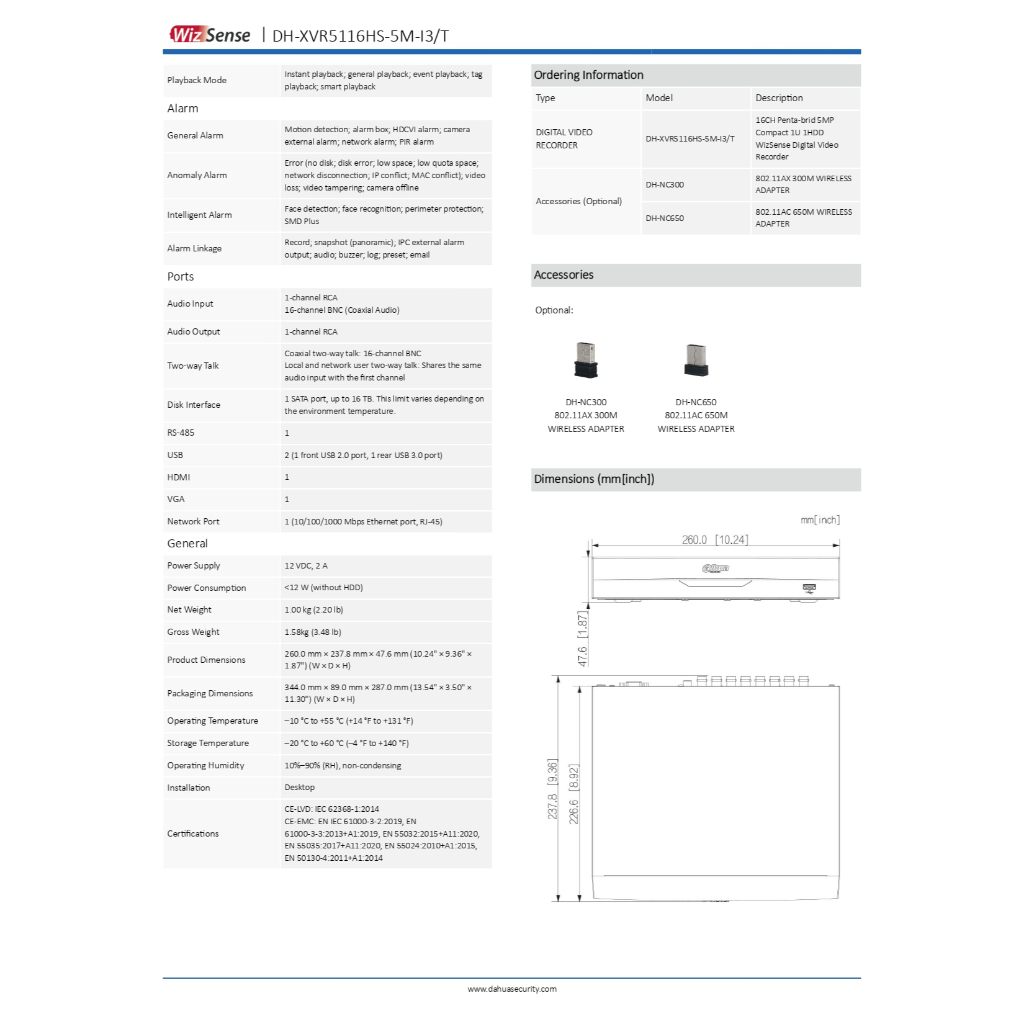 DAHUA กล้องวงจรปิด 5MP มีไมค์ในตัว XVR5116HS-5M-I3/T + HAC-HFW1500TLMP-IL-A เลนส์ 2.8mm จำนวน 16 ตัว - รูปที่ 5