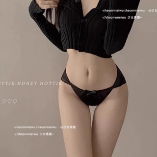 M-XL🦋กางเกงในผู้หญิง เซ็กซี่ลูกไม้ ตัดข้างสูง เอวต่ำ ผ้าแพร ซับในฝ้าย ระบายอากาศได้ดี