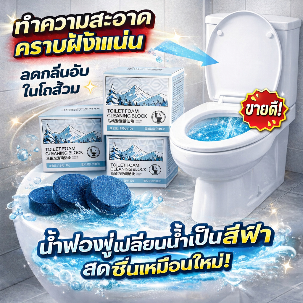 คราบชักโครกหาย✨ก้อนใส่ชักโครก ก้อนฟ้าใส่ชักโครก ดับกลิ่น ขจัดคราบ ฆ่าเชื้อโรค ปริมาณต่อก้อนใหญ่ ก้อนดับกลิ่นชักโครก