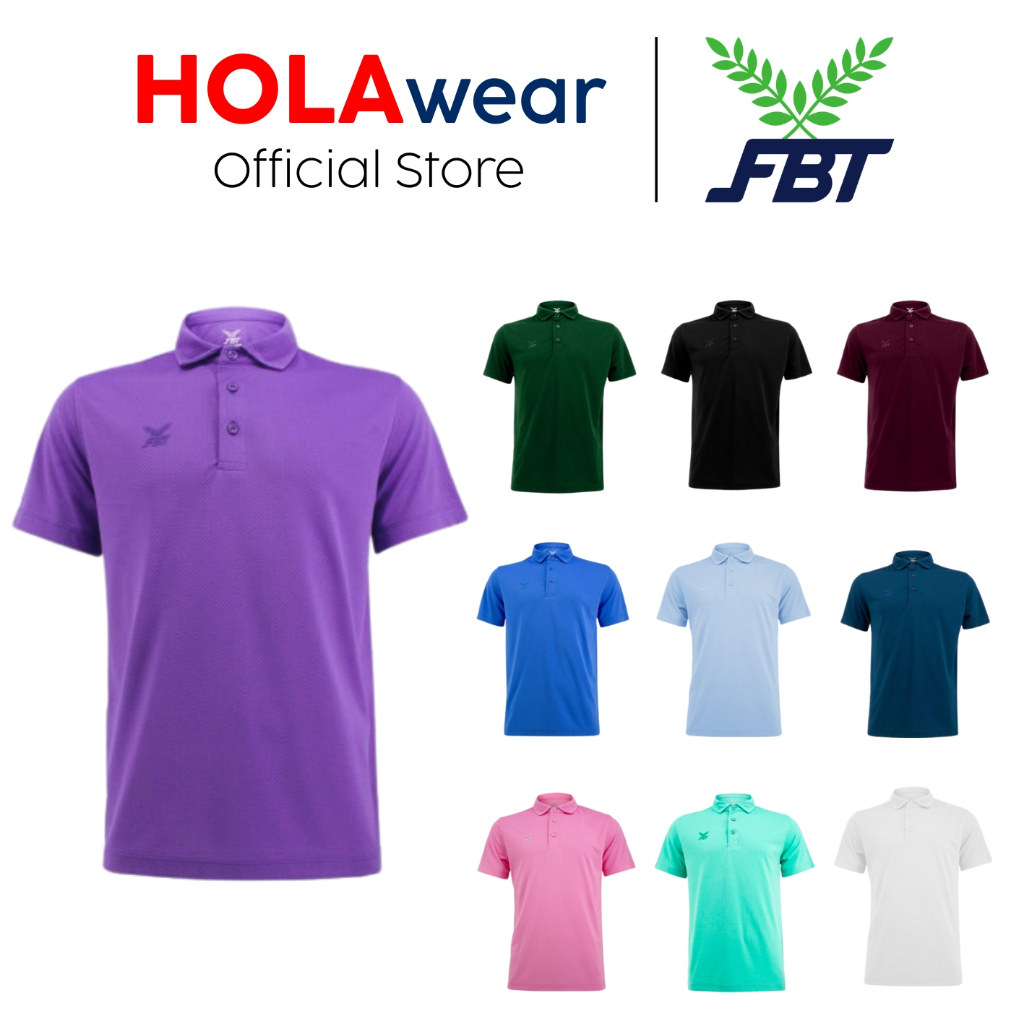 เสื้อโปโล FBT สีล้วน ไม่มีกระดุมคอปก สกรีนด้านหลัง รหัส B2C416